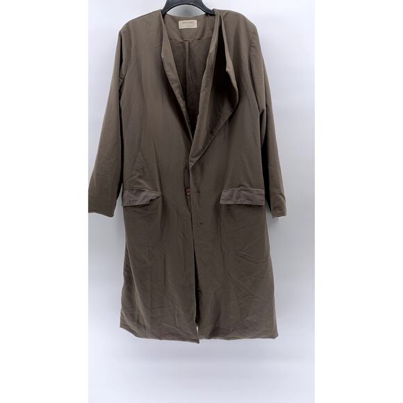 ORPHAN BIRD Women's Beige Cape Overlay Long Sleeve Button-Up Coat SZ S - Picture 1 of 13